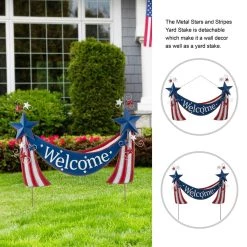 New β Glitzhome® 36" Metal Stars & Stripes Yard Stake π 14 New β Glitzhome® 36" Metal Stars & Stripes Yard Stake π -Glitzhome Sales D329944S 5