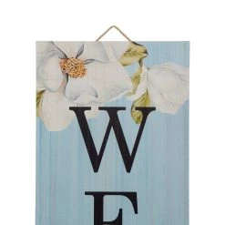 Flash Sale 😉 Glitzhome® 42" Blue Floral Wooden Welcome Porch Sign 💯 -Glitzhome Sales D329977S 5
