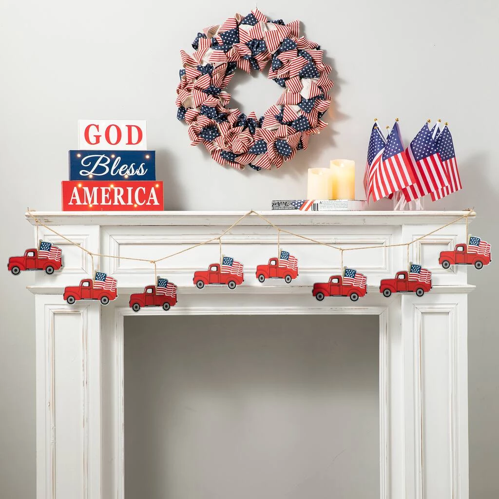 New π Glitzhome® 6ft. Galvanized Patriotic Truck Garland π 4 New π Glitzhome® 6ft. Galvanized Patriotic Truck Garland π - Image 2