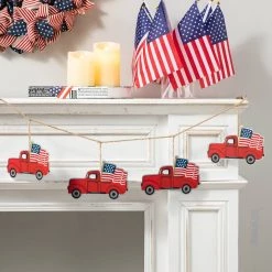 New π Glitzhome® 6ft. Galvanized Patriotic Truck Garland π 10 New π Glitzhome® 6ft. Galvanized Patriotic Truck Garland π -Glitzhome Sales D330014S 3