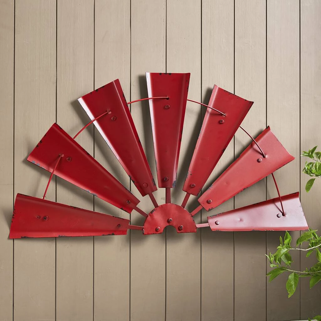 Best deal π Glitzhome® 32" Red Half Wind Spinner Wall Décor π 5 Best deal π Glitzhome® 32" Red Half Wind Spinner Wall Décor π - Image 3