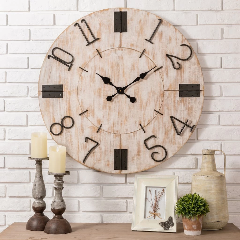 Best deal π₯° Glitzhome® 32" Oversized Farmhouse White Wooden Wall Clock π 4 Best deal π₯° Glitzhome® 32" Oversized Farmhouse White Wooden Wall Clock π - Image 2