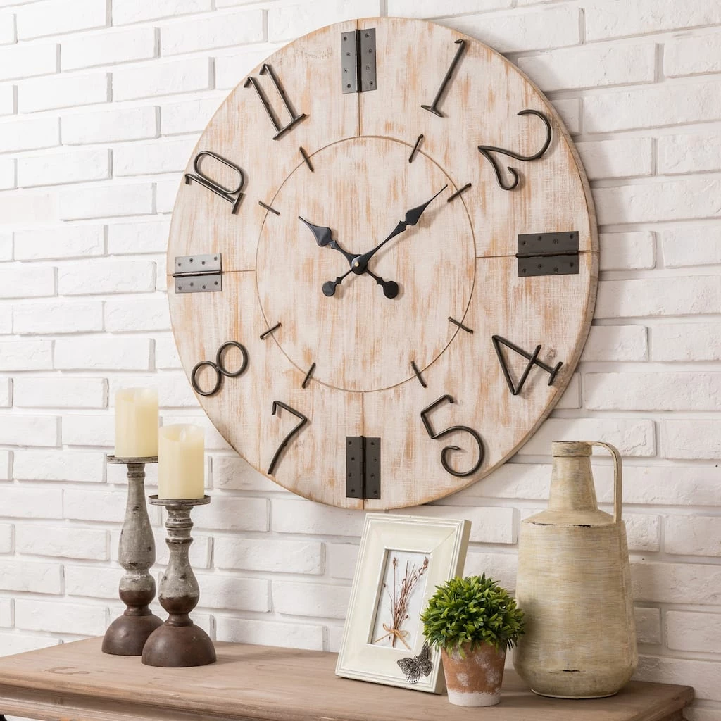 Best deal π₯° Glitzhome® 32" Oversized Farmhouse White Wooden Wall Clock π 5 Best deal π₯° Glitzhome® 32" Oversized Farmhouse White Wooden Wall Clock π - Image 3