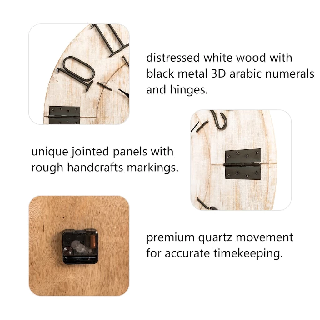 Best deal π₯° Glitzhome® 32" Oversized Farmhouse White Wooden Wall Clock π 7 Best deal π₯° Glitzhome® 32" Oversized Farmhouse White Wooden Wall Clock π - Image 5