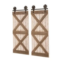 Hot Sale ⭐ Glitzhome® Farmhouse Barn Door Wall Décor, 2ct. 👍 -Glitzhome Sales D353153S 4