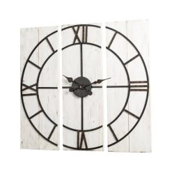 Buy ⭐ Glitzhome® 31.5" Oversized Farmhouse Wood & Metal Wall Clock 👍 -Glitzhome Sales D353162S 3