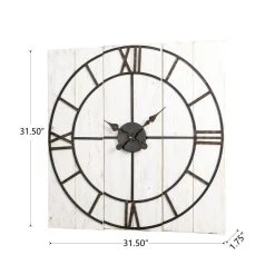Buy ⭐ Glitzhome® 31.5" Oversized Farmhouse Wood & Metal Wall Clock 👍 -Glitzhome Sales D353162S 6