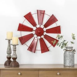 Coupon ✨ Glitzhome® 22" Red Metal Wind Spinner Wall Décor 🎉 -Glitzhome Sales D353166S 3