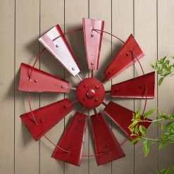 Coupon ✨ Glitzhome® 22" Red Metal Wind Spinner Wall Décor 🎉 -Glitzhome Sales D353166S 4