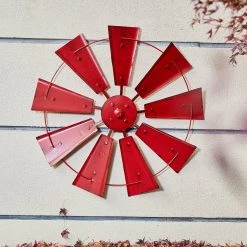 Coupon ✨ Glitzhome® 22" Red Metal Wind Spinner Wall Décor 🎉 -Glitzhome Sales D353166S 5