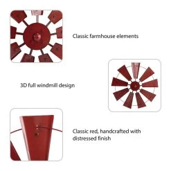 Coupon ✨ Glitzhome® 22" Red Metal Wind Spinner Wall Décor 🎉 -Glitzhome Sales D353166S 6