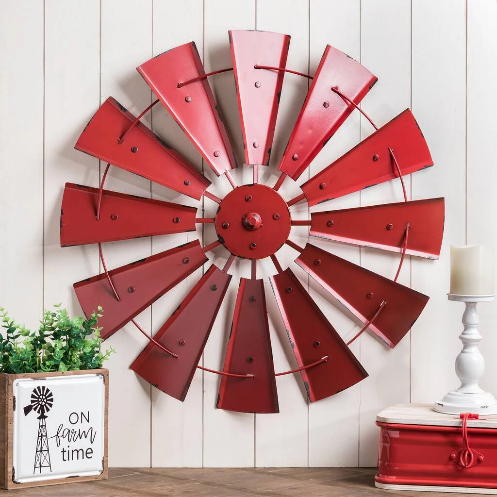 Coupon ๐ Glitzhome® 28.5" Red Metal Wind Spinner Wall Décor ๐งจ 4 Coupon ๐ Glitzhome® 28.5" Red Metal Wind Spinner Wall Décor ๐งจ - Image 2