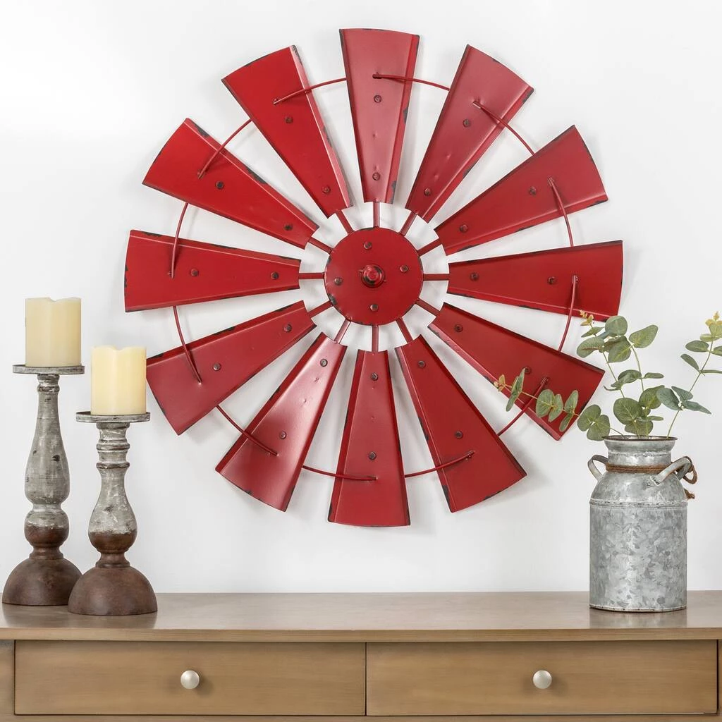 Coupon ๐ Glitzhome® 28.5" Red Metal Wind Spinner Wall Décor ๐งจ 5 Coupon ๐ Glitzhome® 28.5" Red Metal Wind Spinner Wall Décor ๐งจ - Image 3