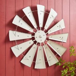 Buy 🛒 Glitzhome® 28.5" Beige Metal Wind Spinner Wall Décor 🔥 -Glitzhome Sales D353172S 4