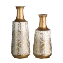 Brand new 🥰 Glitzhome® Gold & White Vintage Metal Vase Set 🔥