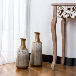 Brand new 🥰 Glitzhome® Gold & White Vintage Metal Vase Set 🔥 -Glitzhome Sales D353176S 4