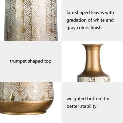 Brand new 🥰 Glitzhome® Gold & White Vintage Metal Vase Set 🔥 -Glitzhome Sales D353176S 7