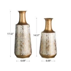 Brand new 🥰 Glitzhome® Gold & White Vintage Metal Vase Set 🔥 -Glitzhome Sales D353176S 8