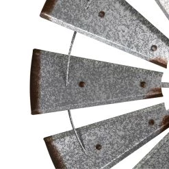 Budget 🌟 Glitzhome® 28.5" Galvanized Metal Wind Spinner Wall Décor 😉 -Glitzhome Sales D353181S 7