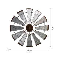 Budget 🌟 Glitzhome® 28.5" Galvanized Metal Wind Spinner Wall Décor 😉 -Glitzhome Sales D353181S 8