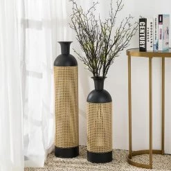 Coupon ⭐ Glitzhome® Gold & Black Metal Boho Decorative Vase Set 😍 -Glitzhome Sales D353201S 3