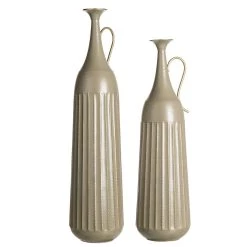 New 👏 Glitzhome® Wavy Striped Metal Boho Vase with Handles Set 💯