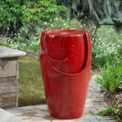 Best deal 🌟 Glitzhome® 21" Red LED Ceramic Fountain 💯 -Glitzhome Sales D368458S 3