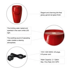 Best deal 🌟 Glitzhome® 21" Red LED Ceramic Fountain 💯 -Glitzhome Sales D368458S 5