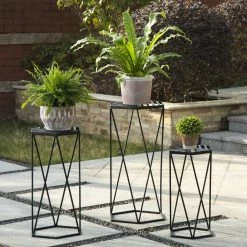 Hot Sale ✨ Glitzhome® Modern Hexagon Black Metal Planter Set 😀 -Glitzhome Sales D368465S 3