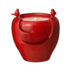 Cheapest 🛒 Glitzhome® 19.5" Red Birds LED Ceramic Fountain 😀