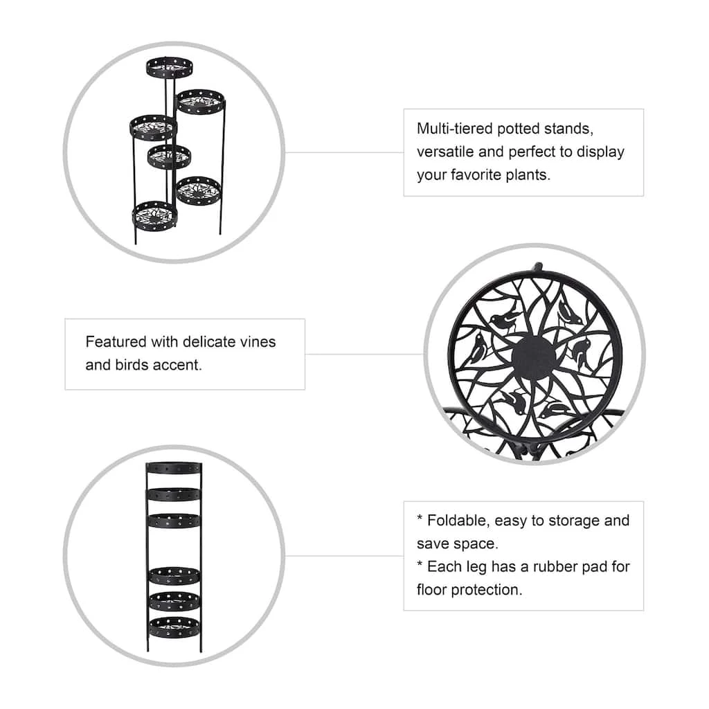 Cheap π Glitzhome® 6-Tier Black Metal Plant Stand π 6 Cheap π Glitzhome® 6-Tier Black Metal Plant Stand π - Image 4