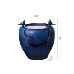 Cheapest 🧨 Glitzhome® 19.5" Cobalt Blue Birds LED Ceramic Fountain 🤩 -Glitzhome Sales D368471S 3