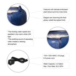 Cheapest 🧨 Glitzhome® 19.5" Cobalt Blue Birds LED Ceramic Fountain 🤩 -Glitzhome Sales D368471S 4