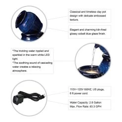 Cheap 👍 Glitzhome® 27" 4-Tier Cobalt Blue LED Ceramic Fountain 👍 -Glitzhome Sales D368474S 4