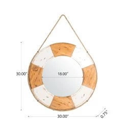 Outlet 🔔 Glitzhome® 30" Coastal Lifebuoy Wood Wall Mirror ✨ -Glitzhome Sales D383176S 3