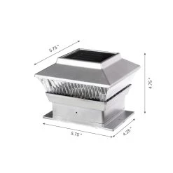 Brand new ✔️ Glitzhome® 5.75" Silver Solar Powered LED Fence Post Cap Lights Set ⭐ -Glitzhome Sales D383178S 4