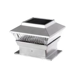 Brand new ✔️ Glitzhome® 5.75" Silver Solar Powered LED Fence Post Cap Lights Set ⭐ -Glitzhome Sales D383178S 6