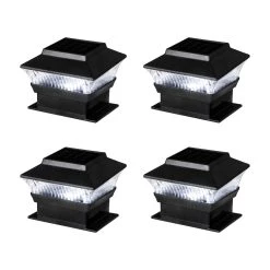 Best Sale βοΈ Glitzhome® 5.75" Black Solar Powered LED Fence Post Cap Lights Set β