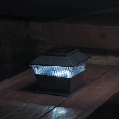 Best Sale ✔️ Glitzhome® 5.75" Black Solar Powered LED Fence Post Cap Lights Set ⭐ -Glitzhome Sales D383180S 3