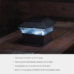 Best Sale ✔️ Glitzhome® 5.75" Black Solar Powered LED Fence Post Cap Lights Set ⭐ -Glitzhome Sales D383180S 5