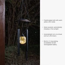 Buy 💯 Glitzhome® 32" Solar Powered LED Wind Chime Light 🛒 -Glitzhome Sales D383188S 5
