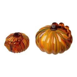 Coupon π Glitzhome® Multi Striped Glass Short Pumpkin Set π