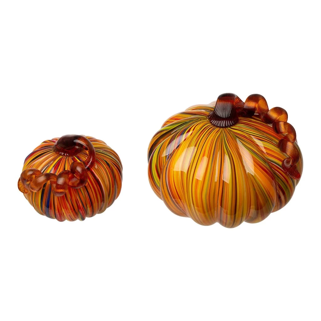 Coupon π Glitzhome® Multi Striped Glass Short Pumpkin Set π 3 Coupon π Glitzhome® Multi Striped Glass Short Pumpkin Set π