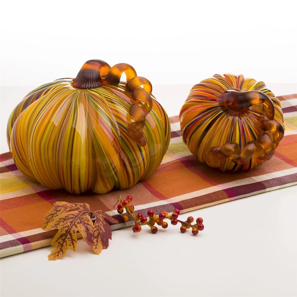 Coupon π Glitzhome® Multi Striped Glass Short Pumpkin Set π 4 Coupon π Glitzhome® Multi Striped Glass Short Pumpkin Set π - Image 2