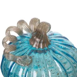 Best deal 👍 Glitzhome® Blue Glass Pumpkin Set 😀 -Glitzhome Sales D401477S 4