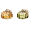 Discount 💯 Glitzhome® Green & Amber Crackle Glass Short Pumpkin Set 🤩 -Glitzhome Sales D401479S 1