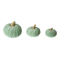 Outlet ⌛ Glitzhome® Mint Green Velvet Pumpkins Set 🧨 -Glitzhome Sales D401482S 4