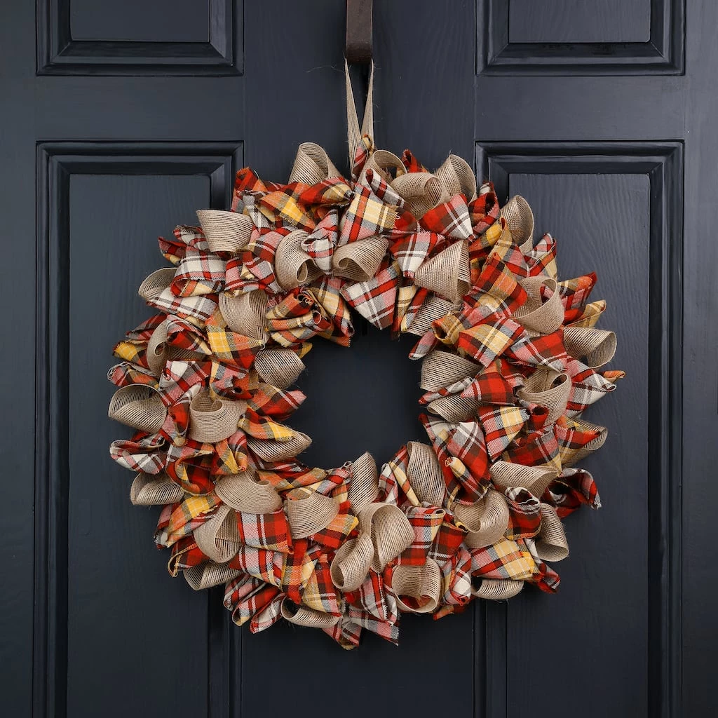 Flash Sale π― Glitzhome® 18.5" Fall Plaid Fabric Wreath π 4 Flash Sale π― Glitzhome® 18.5" Fall Plaid Fabric Wreath π - Image 2