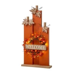 New β Glitzhome® 30" Fall Lighted Pumpkin & Wreath Décor β