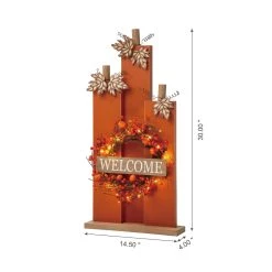 New ⌛ Glitzhome® 30" Fall Lighted Pumpkin & Wreath Décor ⌛ -Glitzhome Sales D401497S 3